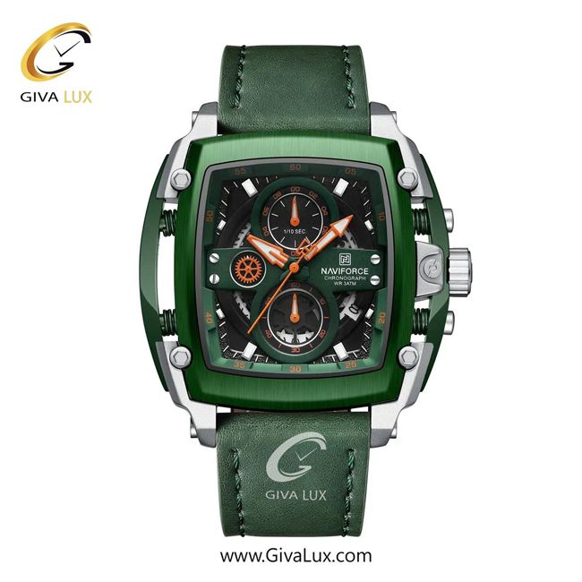 ساعت مچی اورجینال مردانه ناوی فورس|Naviforce|نوی فورس|نیوی فورس سه موتوره کرنوگراف نقره ای-سبز | سبز| سبز-مشکی| کد رفرنس NF8067 S/GN/GN