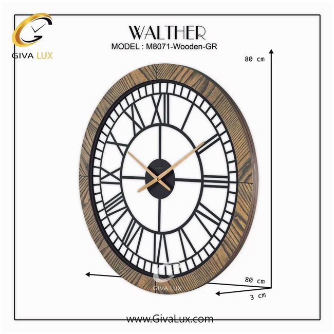 ساعت دیواری اورجینال والتر آلیاژ فلزی-چوب قهوه ای| کد رفرنس 8071WGR 8071-WGR-2.jpg