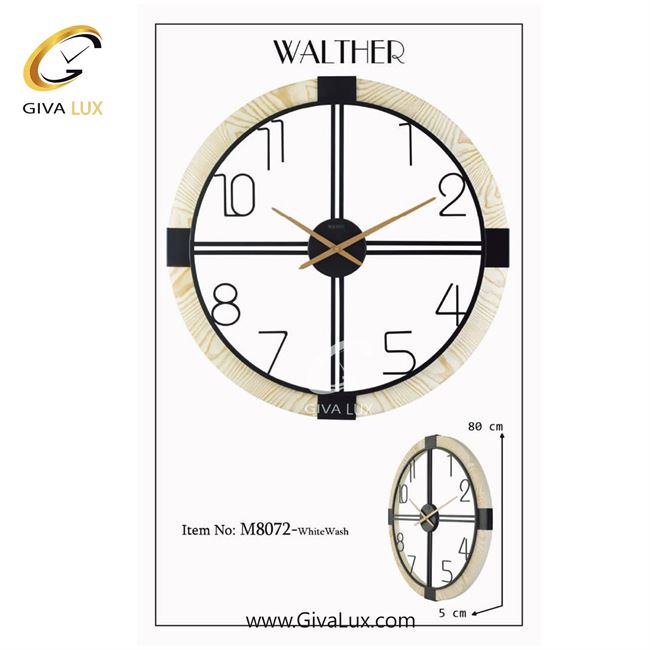ساعت دیواری اورجینال والتر آلیاژ فلزی-چوب قهوه ای| کد رفرنس 8072BR 8072-White-Wash-1.jpg