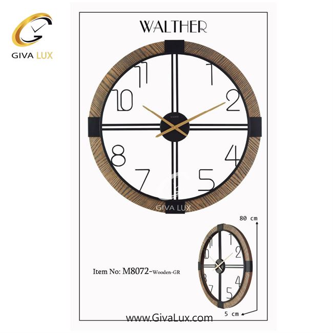 ساعت دیواری اورجینال والتر چوب-آلیاژ فلزی طوسی| کد رفرنس 8072GR-BL 8072-Wooden-GR-1.jpg