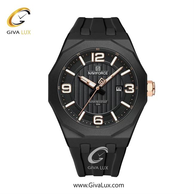 ساعت مچی اورجینال مردانه ناوی فورس|Naviforce|نوی فورس|نیوی فورس مشکی | مشکی| مشکی| کد رفرنس NF8079 B/RG/B