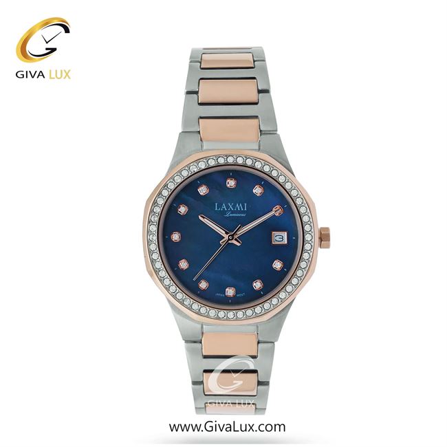 ساعت مچی اورجینال زنانه لاکسمی نقره ای-رزگلد | نقره ای-رزگلد| سرمه ای| کد رفرنس 8-8113
