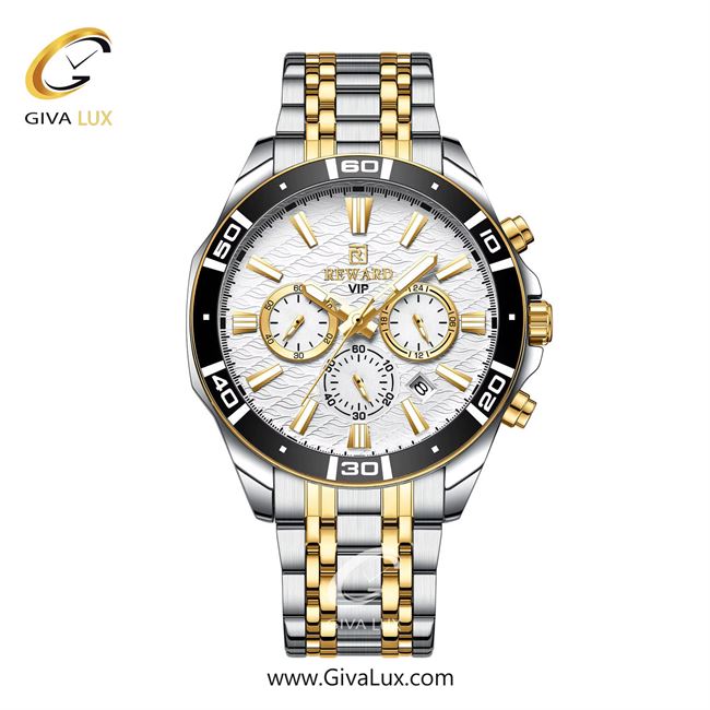 ساعت مچی اورجینال مردانه ریوارد سه موتوره کرنوگراف طلایی | نقره ای-طلایی| نقره ای| کد رفرنس RD81134