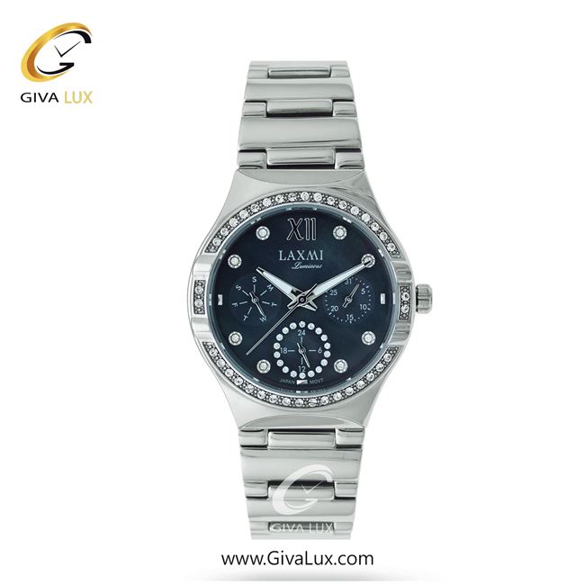 ساعت مچی اورجینال زنانه لاکسمی سه موتوره فول تایم نقره ای | نقره ای| سرمه ای| کد رفرنس 7-8114