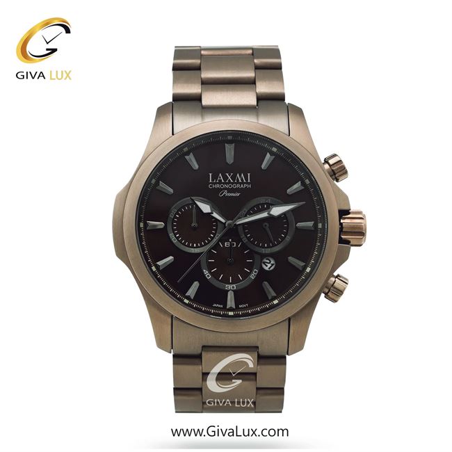 ساعت مچی اورجینال مردانه لاکسمی سه موتوره کرنوگراف خاکی | خاکی| قهوه ای| کد رفرنس 5-8115