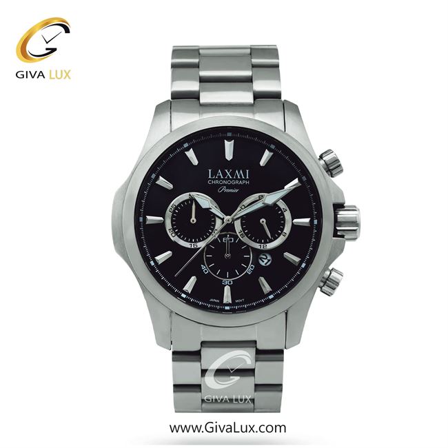 ساعت مچی اورجینال مردانه لاکسمی سه موتوره کرنوگراف نقره ای | نقره ای| مشکی| کد رفرنس 6-8115