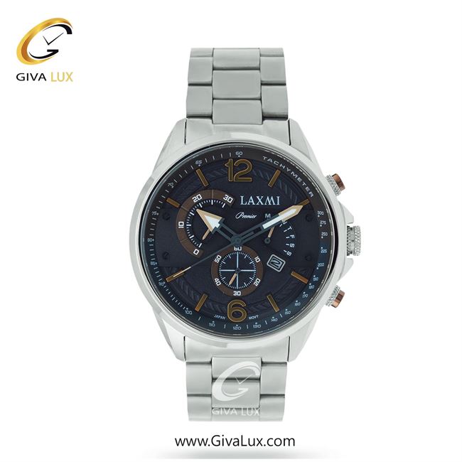 ساعت مچی اورجینال مردانه لاکسمی سه موتوره کرنوگراف نقره ای | نقره ای| سرمه ای| کد رفرنس 1-8117