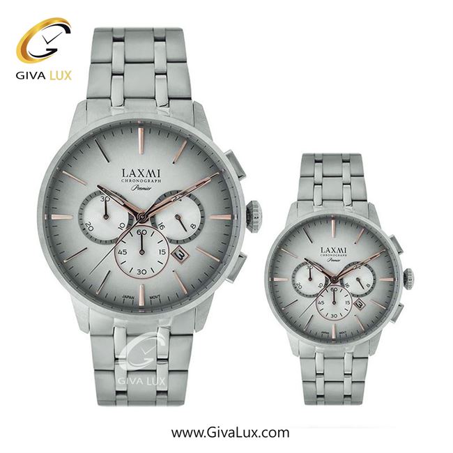 ساعت مچی اورجینال ست لاکسمی سه موتوره کرنوگراف نقره ای | نقره ای| نقره ای| کد رفرنس زنانه: 8119-4L ، مردانه: 8119-4G