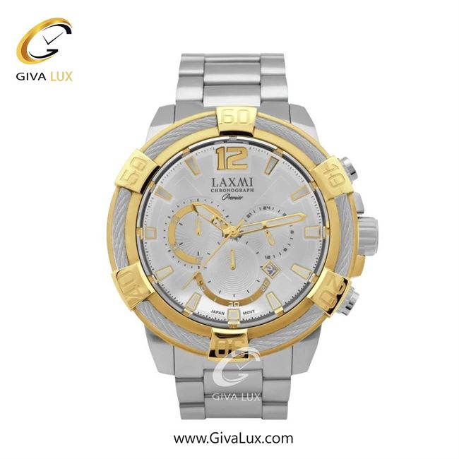 ساعت مچی اورجینال مردانه لاکسمی سه موتوره کرنوگراف نقره ای-طلایی | نقره ای| نقره ای| کد رفرنس 6-8123