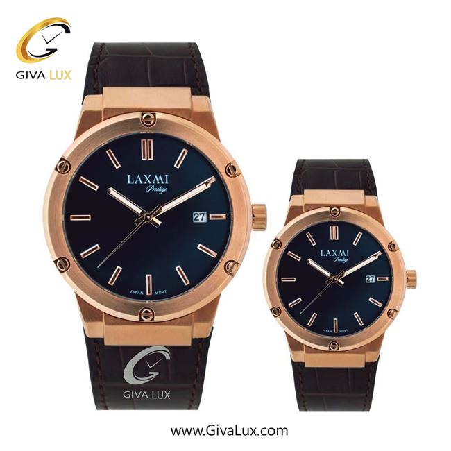 ساعت مچی اورجینال ست لاکسمی رزگلد | قهوه ای| سرمه ای| کد رفرنس زنانه: 8126-6L ، مردانه: 8126-6G