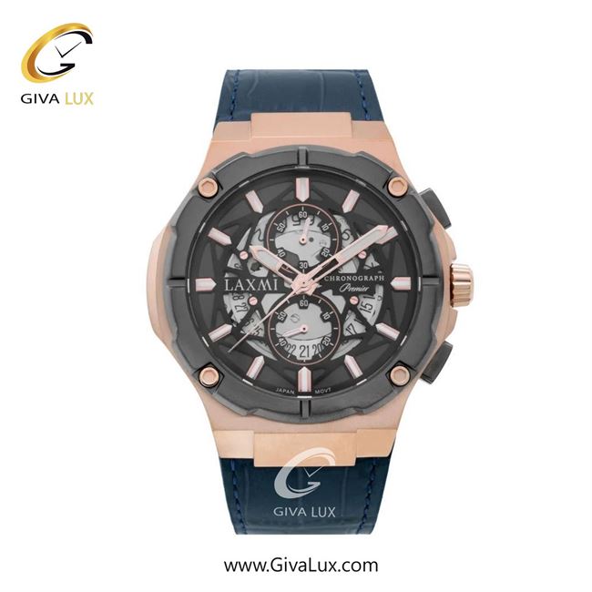 ساعت مچی اورجینال مردانه لاکسمی سه موتوره کرنوگراف رزگلد-تیتانیوم | سرمه ای| دودی|تیتانیوم| کد رفرنس 8128-1