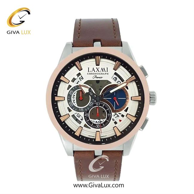ساعت مچی اورجینال مردانه لاکسمی سه موتوره کرنوگراف رزگلد-نقره ای | قهوه ای| سفید| کد رفرنس 8131-5