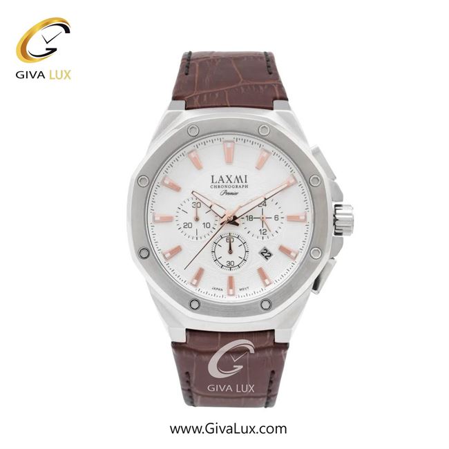 ساعت مچی اورجینال مردانه لاکسمی سه موتوره کرنوگراف نقره ای | قهوه ای| سفید| کد رفرنس 8133-3