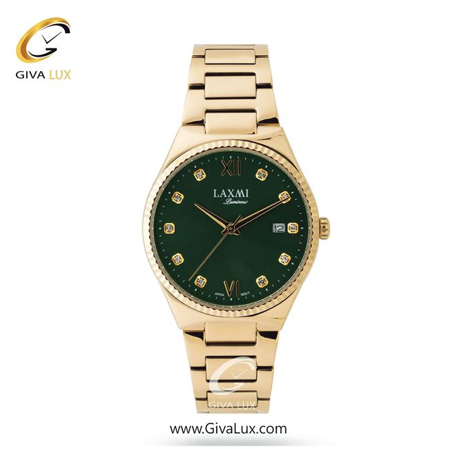 ساعت مچی اورجینال زنانه لاکسمی طلایی | طلایی| سبز یشمی تیره| کد رفرنس 2-8134