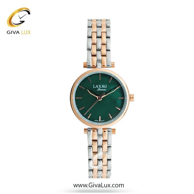 ساعت مچی اورجینال زنانه لاکسمی رزگلد | نقره ای-رزگلد| سبز یشمی تیره| کد رفرنس 11-8138