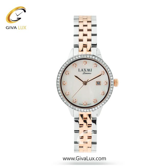 ساعت مچی اورجینال زنانه لاکسمی نقره ای-رزگلد | نقره ای-رزگلد| سفید صدفی| کد رفرنس 4-8139
