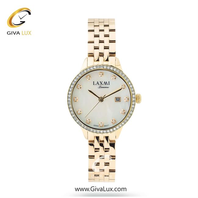 ساعت مچی اورجینال زنانه لاکسمی طلایی | طلایی| سفید صدفی| کد رفرنس 6-8139