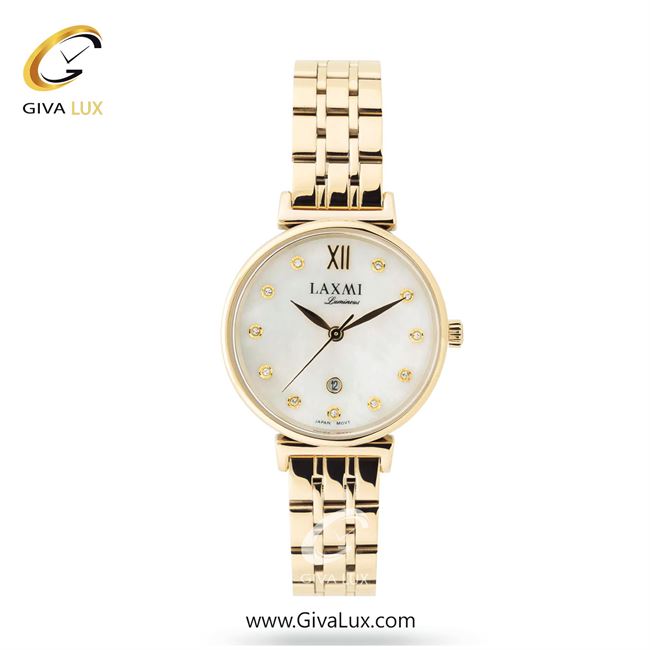 ساعت مچی اورجینال زنانه لاکسمی طلایی | طلایی| سفید صدفی| کد رفرنس 2-8141