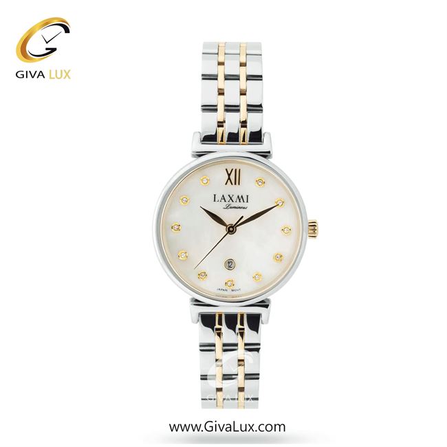 ساعت مچی اورجینال زنانه لاکسمی نقره ای | نقره ای-طلایی| سفید صدفی| کد رفرنس 5-8141