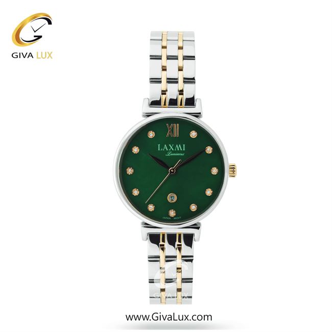ساعت مچی اورجینال زنانه لاکسمی نقره ای | طلایی-نقره ای| سبز| کد رفرنس 6-8141