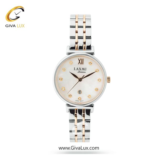 ساعت مچی اورجینال زنانه لاکسمی نقره ای | نقره ای-رزگلد| سفید صدفی| کد رفرنس 7-8141