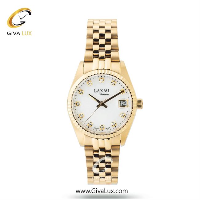 ساعت مچی اورجینال زنانه لاکسمی طلایی | طلایی| سفید| کد رفرنس 8-8145