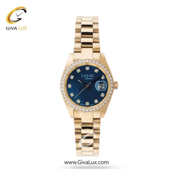 ساعت مچی اورجینال زنانه لاکسمی طلایی | طلایی| آبی| کد رفرنس 10-8146