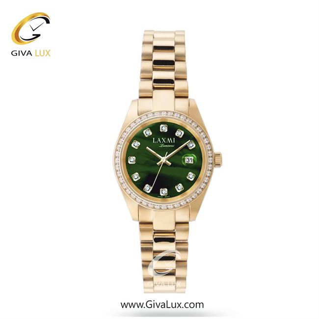 ساعت مچی اورجینال زنانه لاکسمی طلایی | طلایی| سبز| کد رفرنس 8-8146
