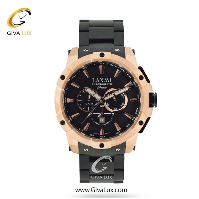 ساعت مچی اورجینال مردانه لاکسمی سه موتوره کرنوگراف رزگلد-مشکی | مشکی| مشکی| کد رفرنس 1-8156
