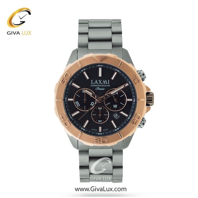 ساعت مچی اورجینال مردانه لاکسمی سه موتوره کرنوگراف رزگلد-تیتانیوم | تیتانیوم(زغالی)| مشکی| کد رفرنس 4-8157