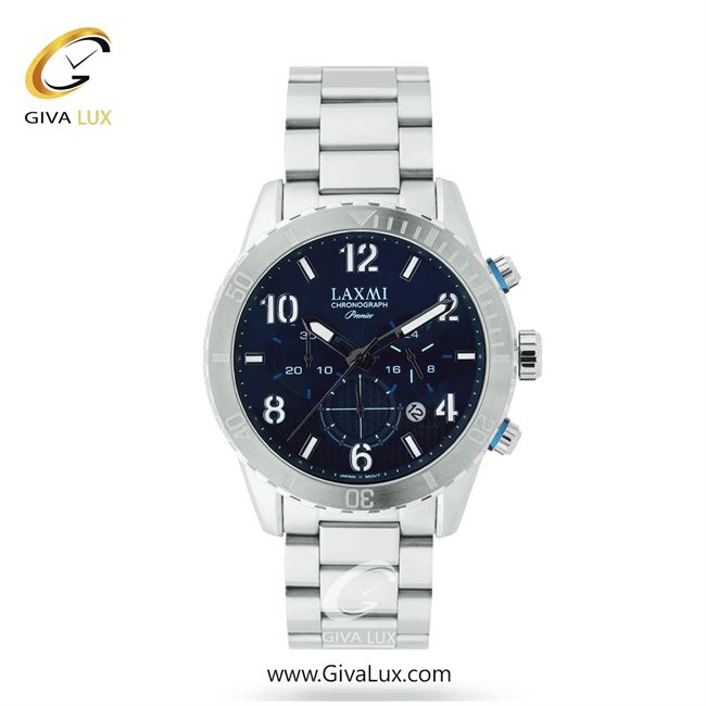 ساعت مچی اورجینال مردانه لاکسمی سه موتوره کرنوگراف نقره ای | نقره ای| سرمه ای| کد رفرنس 1-8159