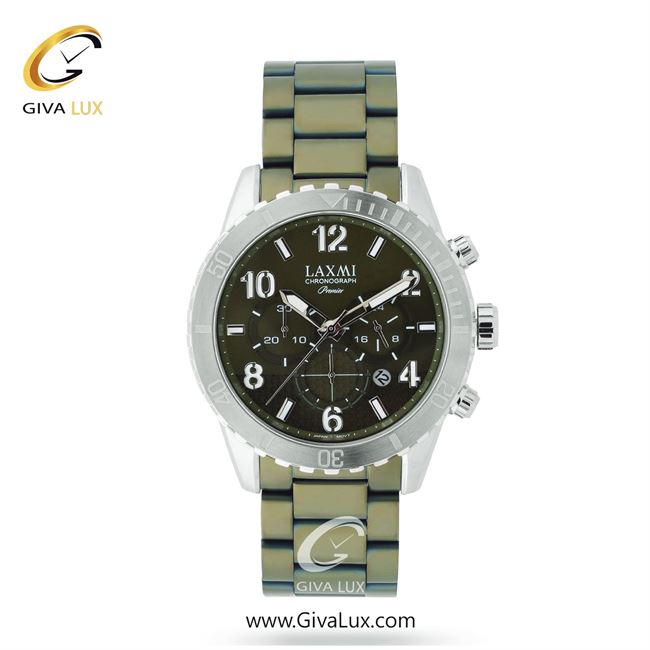 ساعت مچی اورجینال مردانه لاکسمی سه موتوره کرنوگراف نقره ای | زیتونی| زیتونی| کد رفرنس 2-8159