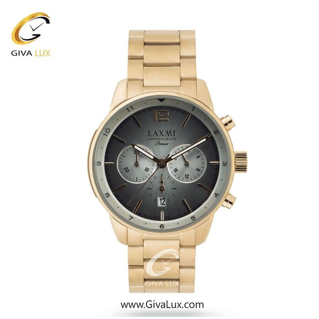 ساعت مچی اورجینال مردانه لاکسمی سه موتوره کرنوگراف طلایی | طلایی| دودی|تیتانیوم| کد رفرنس 4-8160