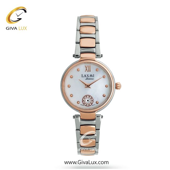 ساعت مچی اورجینال زنانه لاکسمی رزگلد-نقره ای | نقره ای-رزگلد| سفید صدفی| کد رفرنس 3-8165