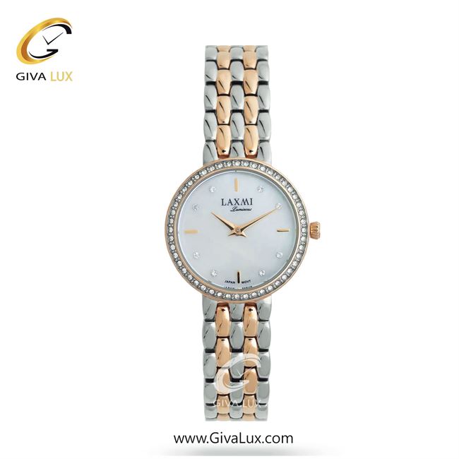 ساعت مچی اورجینال زنانه لاکسمی رزگلد | نقره ای-رزگلد| سفید صدفی| کد رفرنس 5-8172