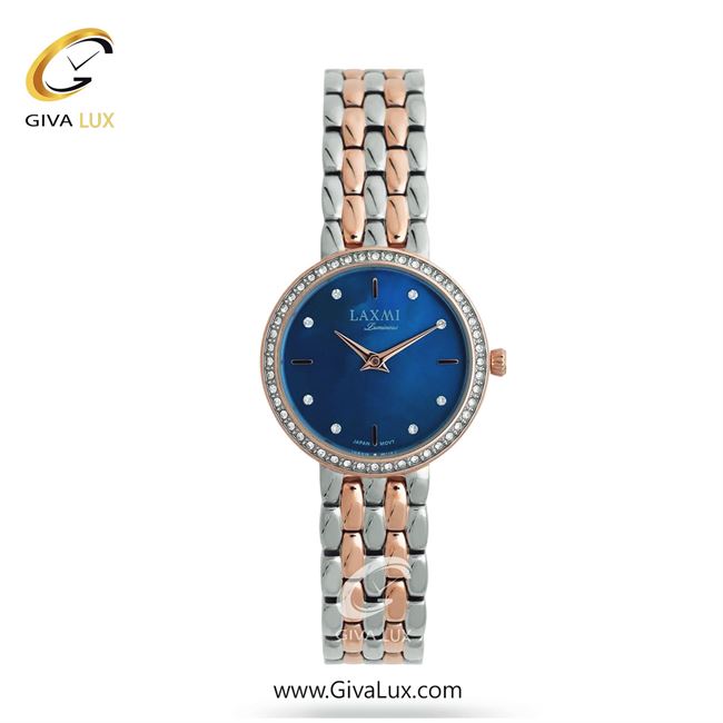 ساعت مچی اورجینال زنانه لاکسمی رزگلد | نقره ای-رزگلد| آبی| کد رفرنس 7-8172