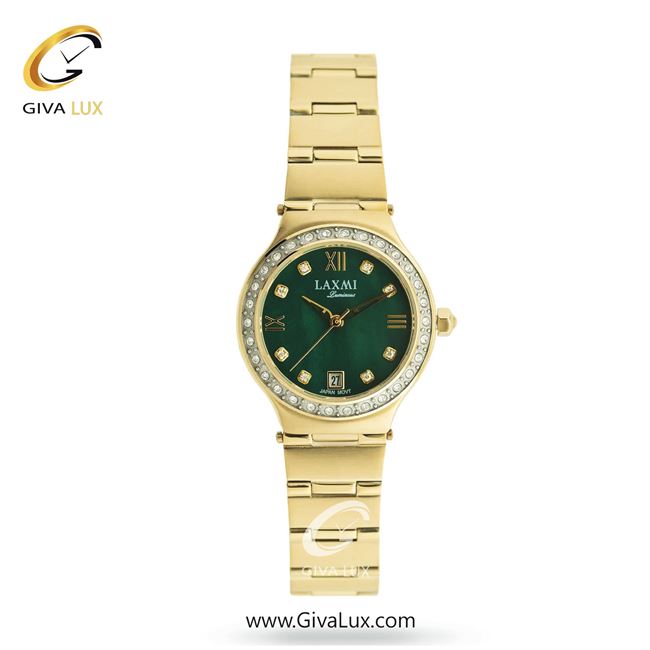 ساعت مچی اورجینال زنانه لاکسمی طلایی | طلایی| سبز یشمی تیره| کد رفرنس 4-8177