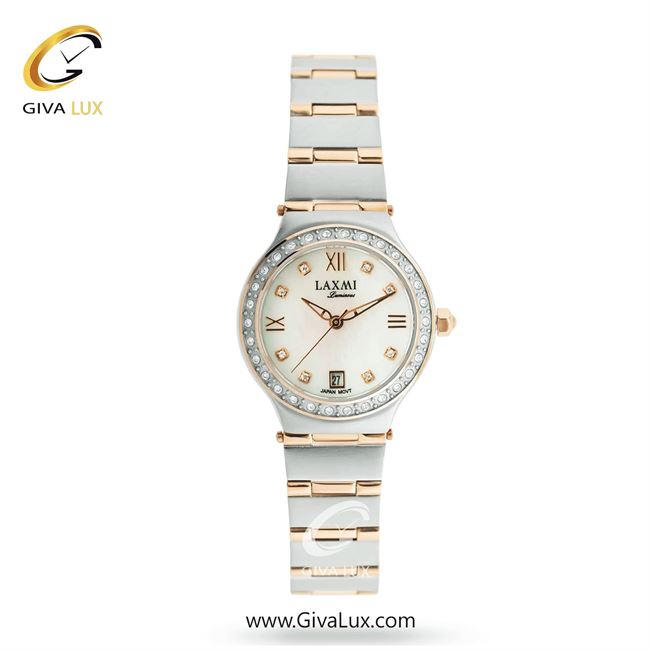 ساعت مچی اورجینال زنانه لاکسمی نقره ای-رزگلد | نقره ای-رزگلد| سفید صدفی| کد رفرنس 6-8177