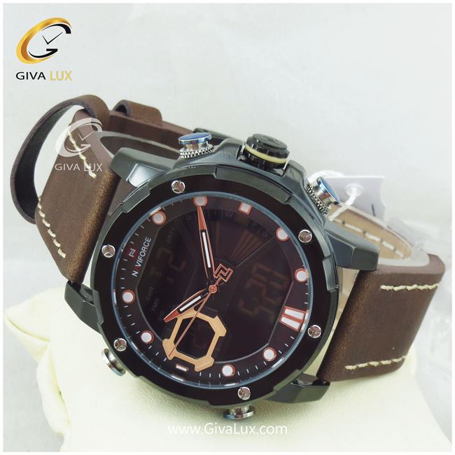 ساعت مچی اورجینال مردانه ناوی فورس|Naviforce|نوی فورس|نیوی فورس دو زمانه مشکی | قهوه ای| قرمز| کد رفرنس NF9172