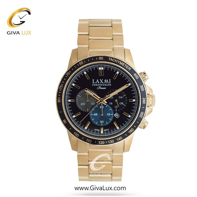 ساعت مچی اورجینال مردانه لاکسمی سه موتوره کرنوگراف مشکی-طلایی | طلایی| مشکی| کد رفرنس 2-8181