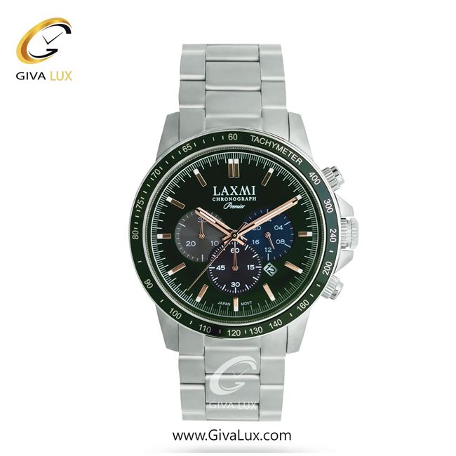 ساعت مچی اورجینال مردانه لاکسمی سه موتوره کرنوگراف نقره ای-سبز | نقره ای| سبز یشمی تیره| کد رفرنس 4-8181
