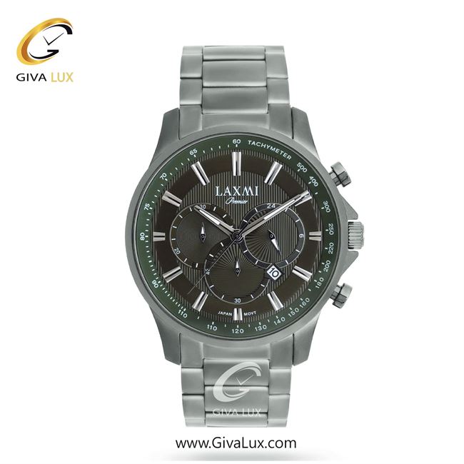 ساعت مچی اورجینال مردانه لاکسمی سه موتوره کرنوگراف تیتانیوم | تیتانیوم(زغالی)| دودی|تیتانیوم-سبز| کد رفرنس 4-8182