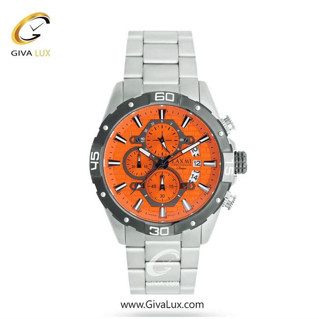 ساعت مچی اورجینال مردانه لاکسمی سه موتوره کرنوگراف نقره ای-تیتانیوم | نقره ای| نارنجی| کد رفرنس 4-8183