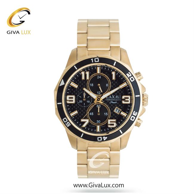 ساعت مچی اورجینال مردانه لاکسمی سه موتوره کرنوگراف مشکی-طلایی | طلایی| مشکی| کد رفرنس 1-8184
