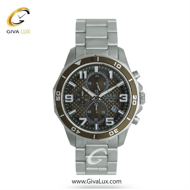 ساعت مچی اورجینال مردانه لاکسمی سه موتوره کرنوگراف تیتانیوم-نقره ای | نقره ای| دودی|تیتانیوم| کد رفرنس 2-8184