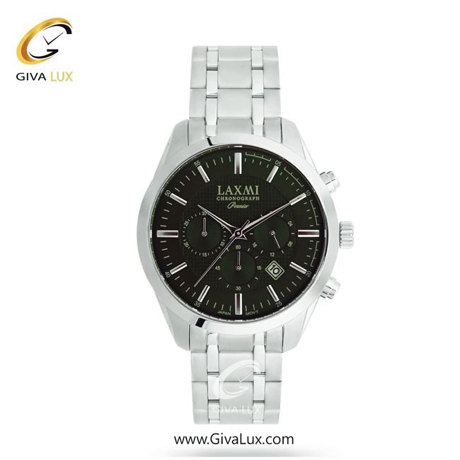 ساعت مچی اورجینال مردانه لاکسمی سه موتوره کرنوگراف نقره ای | نقره ای| سبز یشمی تیره| کد رفرنس 4-8187