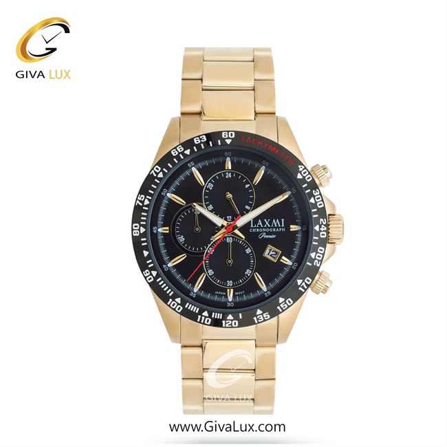 ساعت مچی اورجینال مردانه لاکسمی سه موتوره کرنوگراف طلایی | طلایی| مشکی| کد رفرنس 4-8191