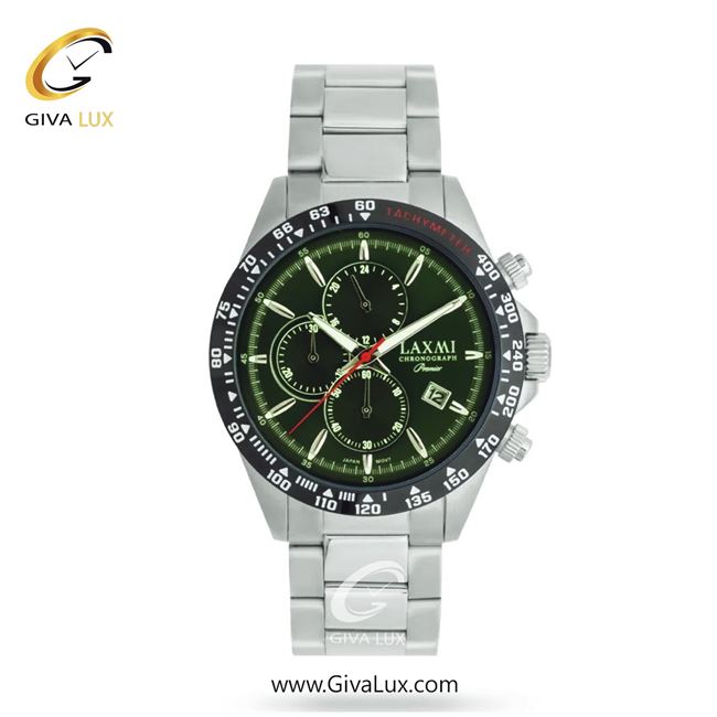 ساعت مچی اورجینال مردانه لاکسمی سه موتوره کرنوگراف نقره ای | نقره ای| سبز| کد رفرنس 5-8191
