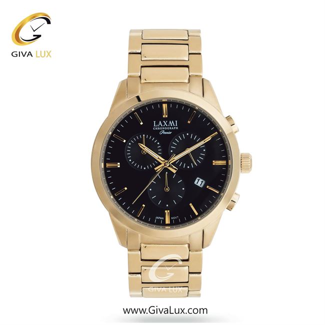 ساعت مچی اورجینال مردانه لاکسمی سه موتوره کرنوگراف طلایی | طلایی| مشکی| کد رفرنس 3-8194