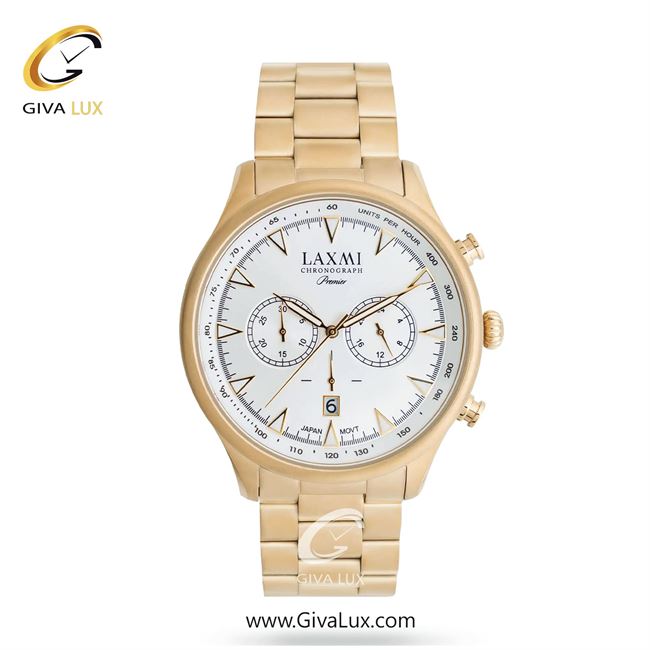 ساعت مچی اورجینال مردانه لاکسمی سه موتوره کرنوگراف طلایی | طلایی| سفید| کد رفرنس 3-8195